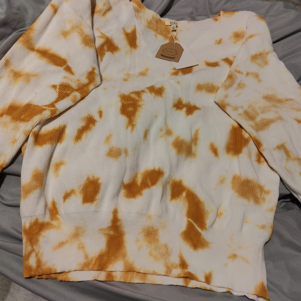 Kori America Gold/Orange Tie Dye Sweater New with tags! Fun design!